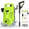 NONE Idropulitrice 2000 PSI - Pulitrice ad Alta Pressione Elettrica 2300W, 1,6 GPM, Ugello Regolabile 1-180° e Serbatoio Detergente, Ideale per Auto, Terrazza, Giardino - Compatta e Potente