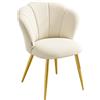 VASAGLE Sedia da Pranzo Moderna in Velluto, Schienale a Petalo, 62,5 x 60 x 80 cm, Bianco/Rosa