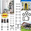 DayPlus Scala Telescopica in Alluminio da 2,6 m, Scala Dritta Pieghevole - Capacità 150 kg, 9 Gradini, Meccanismo di Bloccaggio - Per Camper, Casa, Giardino