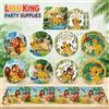 Potdemiel Decorazioni per Festa di Compleanno Il Re Leone, Simpatici Articoli per la Tavola con Simba, Tovaglia, Bicchieri di Carta, Piatti, Tovaglioli per Compleanno e Baby Shower
