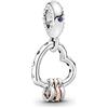 PANDORA - Charm cuore e scritta Family, in argento sterling e placcato in oro rosa 14k