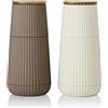 Adhoc Set da tavolo "Ad Hoc" per macinino di pepe e colore beige scuro e beige chiaro, macinino in Vetroceramica CeraCut®, materiale: plastica / legno di quercia