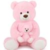 MorisMos Orso Peluche Gigante 100 cm MorisMos XXL Marrone Chiaro con Orsetto Bambino