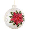 Bizzotto Sfera di Vetro Natale Poinsettia D 10 cm Decorazione per Albero di Natale
