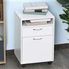BAKAJI Cassettiera Girevole Scrivania Casa Ufficio in Legno MDF con Cassetto Anta e Ripiano Aperto 4 Ruote e Chiusura con Chiave Design Moderno Dimensione 40 x 35 x 60 cm Colore Bianco