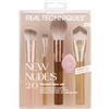 Real Techniques New Nudes Blurred Base Kit, set di 5 pennelli da trucco con cipria