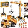 Hilkket Gru Giocattolo e Camion per Bambini, 2 RC 2,4 GHz Set di Giocattoli da Costruzio