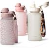 MAMEIDO Borraccia con Cannuccia 500 ml (Wild Candy) | a prova di perdite, senza BPA, tappo sportivo 2 in 1, motivazionale, cannuccia, laccetto, borraccia bambini per sport, scuola
