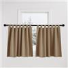 PONY DANCE Tende Cucina Oscuranti Termiche Isolanti per Interni | Corte, per Camera da Letto, con Passanti, per Finestre Piccole, Blackout, Anti-UV, 2 Pezzi L 140 x A 120 CM, Moca