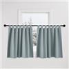 PONY DANCE Tende Corte Oscuranti Termiche Isolanti per Camera da Letto | per Cucina, per Finestre Piccole, Blackout, per Interni, con Passanti, Privacy, 2 Pezzi L 140 x A 90 CM, Blu Grigiastro