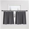 PONY DANCE Tende Oscuranti Termiche per Finestre Piccole con Passanti | 2 Pezzi L 140 x A 100 CM, Corte, da Interno, per Camera da Letto, per Cucina, Blackout, per Interni, Privacy, Grigio