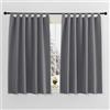 PONY DANCE Tende Oscuranti Termiche Corte per Interni con Passanti | 2 Pezzi L 140 x A 137 CM, per Camera da Letto, per Finestre Piccole, Blackout, per Cameretta Bambini, Anti-UV, Grigio
