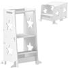 AIYAPLAY Torre Montessoriana Bambini 3-6 Anni 2 in 1 in Legno, Bianco | Convertibile in Set Tavolo e Sedie, Barra di Sicurezza, Sgabello per Bambini, Torre di Apprendimento per Bagno, Cucina