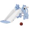 AIYAPLAY Scivolo per Bambini con Scaletta Canestro da Basket, 1-3 Anni Blu | Con Pallone, Set di Scivolo in Plastica con Design Giraffa, Corrimano Laterali, per Interno ed Esterno