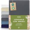 Dreamzie - Lenzuolo con Angoli - Singolo 80x200 cm - 100% Cotone Biologico | Grigio scuro · Angoli elasticizzat · Certificato Öko-Tex · Altezza 22 cm · Ipoallergenico · Jersey