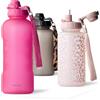 MAMEIDO Borraccia con Cannuccia 2 litri (Glow Couture) | a prova di perdite, senza BPA, tappo sportivo 2 in 1, motivazionale, cannuccia, laccetto, borraccia bambini per sport, scuola