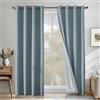 CYCMACO Tende Per Interni Lino 2 Pezzi, 200x245cm, Tenda Termica Isolante Freddo E Caldo, Tende Insonorizzanti, Moderne Coprente Tenda Con Anelli, Per Soggiorno Camera Da Letto, Blu Chiaro