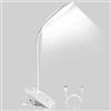 URAQT Lampada Lettura con Pinza, Lampada da Scrivania 20 LED, Lampada Flessibile USB Ricaricabile, 3 Intensità di Luce Regolabili, per Stanza Ufficio Lettura Lavoro