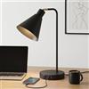 HOMCOM Set di 2 Lampade da Tavolo Moderne con Porte USB Attacco E27 Nero | Lampade da Scrivania in Acciaio, Lampadina non Inclusa, per Salotto, Studio e Camera da Letto