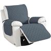 CYCMACO Antiscivolo Copripoltrona Rimovibile Grande 1 Posto, Grigio Blu | Copripoltrona Relax Reclinabile Universale, Antiscivolo Fodera Poltrona Con Tasche Laterali, Antimacchia Antigraffio