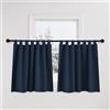 PONY DANCE Tende Corte Oscuranti Termiche Isolanti per Camera da Letto | per Cucina, per Finestre Piccole, Blackout, per Interni, con Passanti, Privacy, Anti-UV, 2 Pezzi L 140 x A 90 CM, Blu Scuro