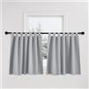 PONY DANCE Tende Oscuranti Isolanti Termiche da Interno per Cucina | Corte, per Camera da Letto, con Passanti, per Finestre Piccole, Privacy, Anti-UV, 2 Pezzi L 140 x A 120 CM, Grigio Chiaro