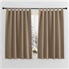 PONY DANCE Tende Oscuranti Termiche Isolanti Corte per Interni | per Camera da Letto, per Finestre Piccole, Blackout, per Cucina, con Passanti, Privacy, 2 Pezzi L 140 x A 145 CM, Moca