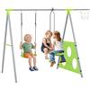 AIYAPLAY Set Altalene da Giardino 4 in 1 per Bambini 3-8 Anni Carico 135kg | 2 Altalene, Altalena Doppia per Bambini, Canestro da Basket, Porta da Calcio, Telaio ad A in Metallo, Uso Esterno