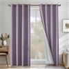 CYCMACO Tende Per Interni Lino 2 Pezzi, 140x175cm, Tenda Termica Isolante Freddo E Caldo, Tende Insonorizzanti, Moderne Coprente Tenda Con Anelli, Per Soggiorno Camera Da Letto, Viola Chiaro