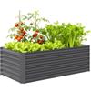 Outsunny Letto per Orto Rialzato da Esterno 180x90x57.5 cm Grigio Scuro | Fondo Aperto, Barre di Supporto, Fioriera da Esterno in Acciaio Zincato, per Fiori Verdure, Balcone Giardino