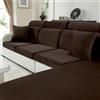 CYCMACO Velluto Copriseduta Divano Elasticizzato, Universale Copricuscini Divano Antiscivolo, Copridivano Cuscini Separati, Soft Sofa Seat Cover Lavabili(3 Posti, Caffè)