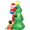 HOMCOM Albero di Natale Gonfiabile 180cm con Babbo Natale e Cagnolino | Luci LED, Decorazione Natalizia da Esterno