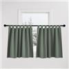 PONY DANCE Tende Oscuranti Termiche da Interno per Finestre Piccole | Corte, per Camera da Letto, per Interni, con Passanti, Blackout, Privacy, Anti-UV, 2 Pezzi L 140 x A 90 CM, Verde Grigiastro