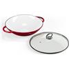 ToCis Big BBQ ToCi Wok Antiaderente, Wok Professionale Rivestito di Smalto, Padella Antiaderente con Coperchio e Manici, Padella Induzione per Piani a Induzione, Ceramica, Gas, Fornelli e Forno Elettrici