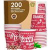 Baciato Caffè 200 Bicchierini in Carta da caffè 65ml LoveRedCUP Bicchieri Ecologici Biodegradabili Monouso Piccoli Asporto Bevande Calde