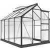 Outsunny Serra da Giardino in Policarbonato 4.79㎡ 190x252x201cm Grigio | Telaio in Lega di Alluminio, Serra per Orto con Grondaie, Finestra a Tetto per Ventilazione, Porta Scorrevole, per Piante