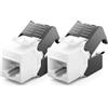 deleyCON 2x CAT6a Keystone Jack Modulo RJ45 - Presa RJ45 a Plastica LSA Assemblaggio a Scatto Cavo Grezzo CAT 500Mhz 10GBit/s