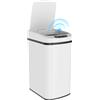 HOMCOM Cestino Pattumiera da 12L Sensore a Infrarossi 28x22x41 cm Bianco | Pulsante Touch, Secchio Rimovibile, Bidone per Immondizia, Acciaio Inox, ABS e PP
