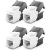 deleyCON 4x CAT6a Keystone Jack Modulo RJ45 - Presa RJ45 a Plastica LSA Assemblaggio a Scatto Cavo Grezzo CAT 500Mhz 10GBit/s