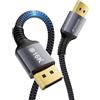 Stouchi Cavo DisplayPort 2.1 16K DP2.1 Cavo [16K@60Hz, 10K@60Hz, 8K@120Hz, 4K@240Hz 165Hz 144Hz] Supporto 80Gbps HDR HDCP 2.2 DSC 1.2a FreeSync G-Sync Display Port2.1 per monitor da gioco-1M/3FT