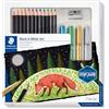 STAEDTLER Set misto STAEDTLER n. 4 - 12 matite colorate e 4 pennarelli metallizzati | Mina super morbida, colori brillanti, con temperino - Bambini e adulti - Codice articolo 61 149C