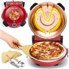 NutriChef Forno Pizza Elettrico 30 cm con Termometro e Controllo Temperatura, Pietra Antiaderente Fino a 427 °C, per Pizza Fatta in Casa Croccante e Surgelata, per Pizzaiolo e Pizzeria, Rosso