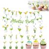 CZAYEFNH decorazioni festa compleanno martini donna - kit addobbi festa a tema martini 6 spirali 24 toppers 1 striscione rosa con bicchiere cocktail per decorazioni divertenti festa anni 30 40 50