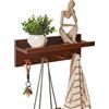 Aibiju Appendiabiti da Parete con Mensola 40 cm, Ganci da Parete in Legno con Contenitore, per Ingresso, Bagno, Cucina, colore Noce YD-WS0240H