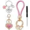 KALUROIL Portachiavi in Cristallo per Auto, Accessori Auto Donna Brillanti - Portachiavi Cuore in Cristallo e Superfine Pelle per Donna - Kit Portachiavi Donna con Portachiavi Carino