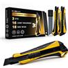 FixedNow 3 x Taglierino Professionale 18mm con 16 Lame di Ricambio incluse | Cutter Retrattile di Precisione con manico ergonomico - funzione snap-off, acciaio al carbonio giapponese ultra affilato