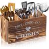 lalago 3 Scomparti per Utensili da Cucina in Legno, Organizer da Cucina, Portautensili da Cucina in Legno, Organizer per Piano di Lavoro Della, Decorazione Rustico Marrone