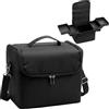 HOMCOM Valigetta Trucchi Professionale con Maniglia 27.5x19.5x24.5 cm Nero | Beauty Case per Make Up, 4 Contenitori Interni Rimovibili, Tracolla