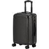 HOMCOM Valigia Rigida Piccola 40L, 4 Ruote Girevoli, 56x36x24 cm, Nero | Trolley, Bagaglio Espandibile ABS, Maniglia Superiore e Laterale, Lucchetto TSA, Angoli Protettivi