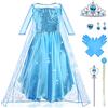 URAQT Vestito Set, Costume Vestito Bambina Principessa, Set da Principessa Corona Bacchetta Guanti Treccia, Cosplay Party Halloween Abito delle Ragazze di Natale Vestito Fantasia(100-150)